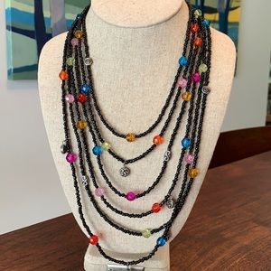 Chico’s Black Beaded Multi-Strand Necklace